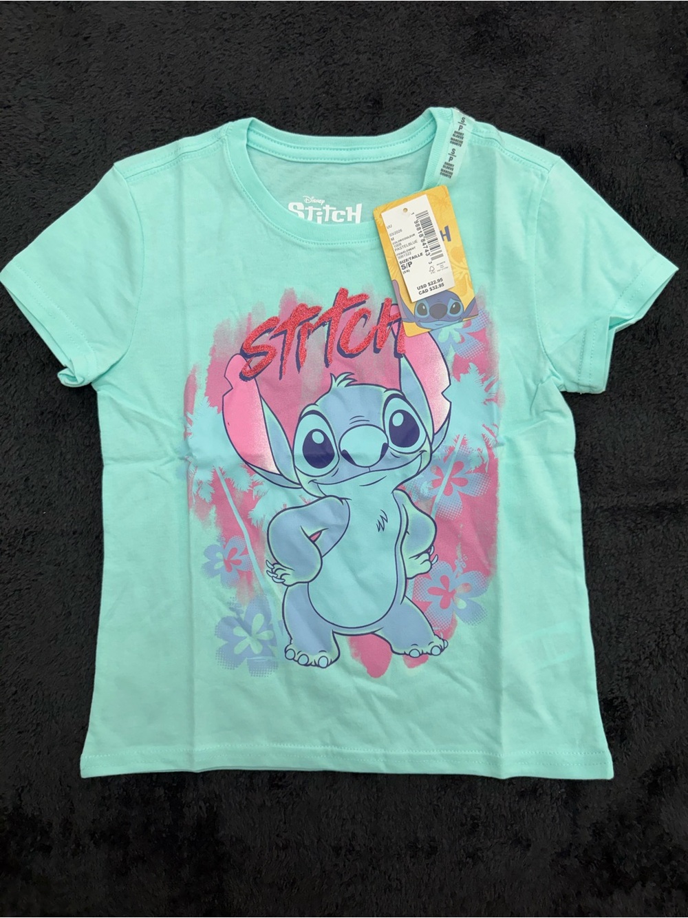 Disney Stitch Girls' Aqua Graphic Tee 5/6 Y